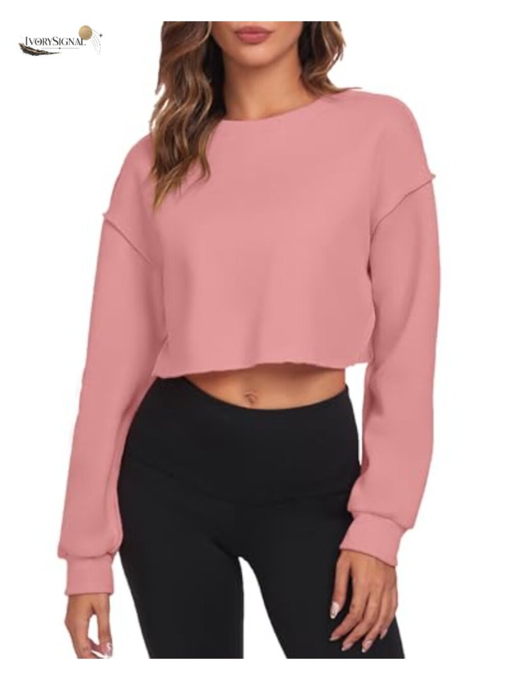 Oversized Cropped Sweatshirt Women Long Sleeve Crewneck Pullover